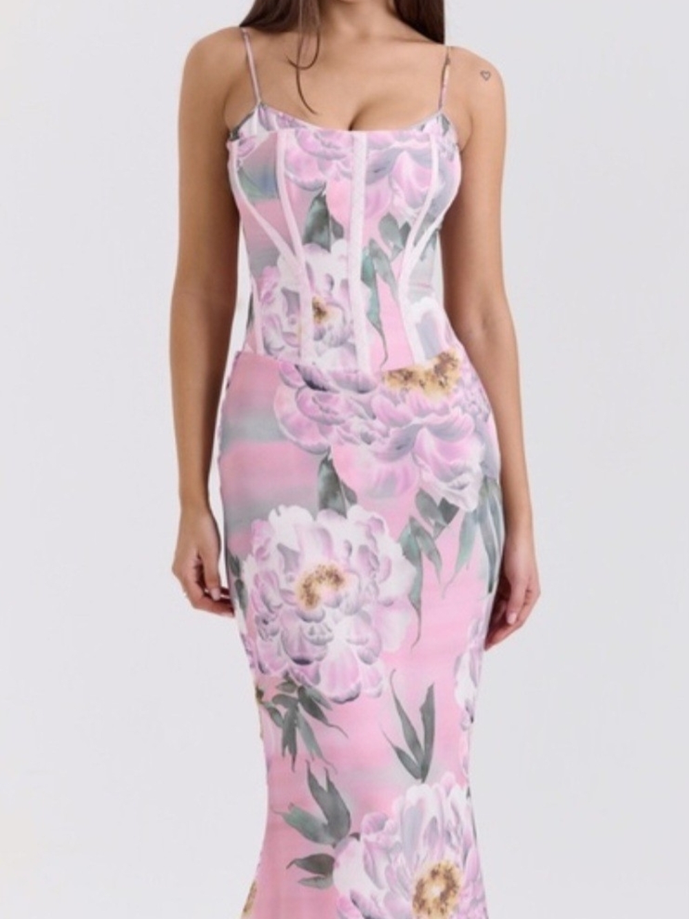 House of CB Pink Floral Corset Midi Dress - Women New S